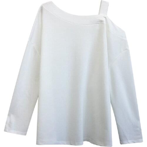 2020 Fashion Women Tees Irregular Neck Off Shoulder Long Sleeve Solid Color Casual Woman Clothing Sexy Elegant Ladies T-Shirts