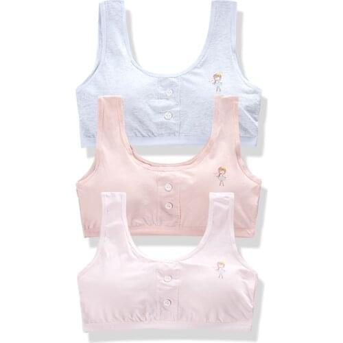 3 Pcs/Lot Puberty Young Girls Cotton Training Bras Sport Kids Tops Tanks Girls Soft Underwear Bras Children for 8-18 Years Old