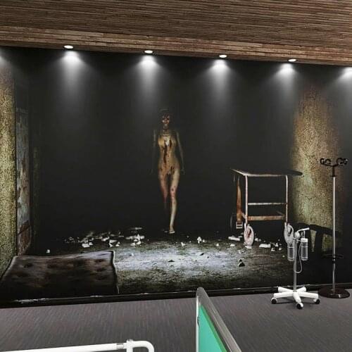 3D horror ruins hospital corridor extension space wallpaper script kill secret room escape werewolf killing Theme Room mural
