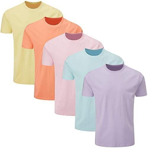 New Mens V-Neck T-Shirt Solid Full Three Quarter
