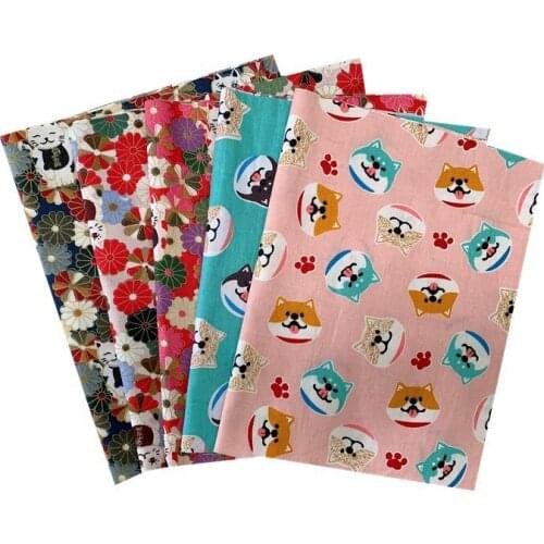 5Pcs Patchwork Sewing Cloth Plain Weave Floral Fabric Cotton Multipurpose DIY Handmade Accessories Home Supplies