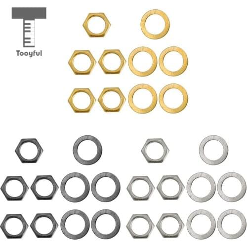 Tooyful 5 Pieces Iron Jack Socket Connector Nuts with Washers Set for Electric Guitar Bass Parts 9mm