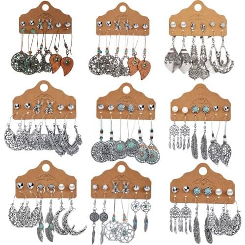 6 Pairs Earrings Set Multiple Boho Ethnic Dangle Drop Earrings Stud earrings Set for Women Fashion 2020 Womens Jewelry