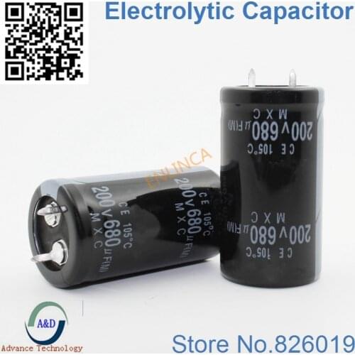 6pcs/lot 200v 680uf Radial DIP Aluminum Electrolytic Capacitors size 22*40 680uf 200v Tolerance 20