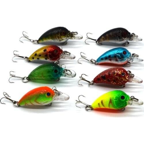 8pcs/lot Mini Fat Wobbler Fishing Lures Crank 4.5cm/1.77in 4.2g/0.15oz Rock Fishing Hard Bait Hooks #10