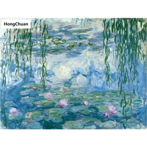 Diamond embroidery, lotus willow landscape 5D, diamond painting, cross stitch, 3D square, diamond mosaic, home decoration