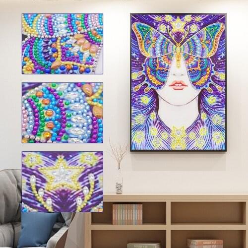 New Special Shape Diamond Painting Women Buterfly Combination Modern Pattern DIY 5D Part Drill Cross Stitch Kit Crystal Art