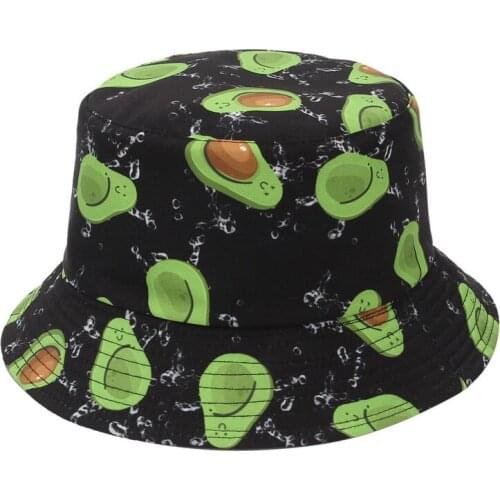 Avocado Cotton Women Bucket Hat Hip Hop Printed Fruit Flower Spring Beach Panama Hat Summer Sun Hat Sports Female Cap