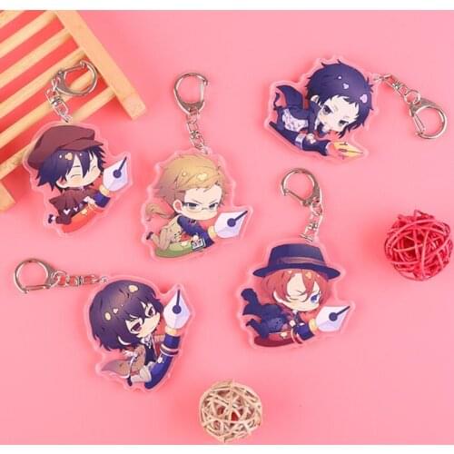 Anime Bungo Stray Dogs Nakajima Atsushi Dazai Osamu Acrylic Figure keychain Keyring Decoration Collection Model Toy Cosplay