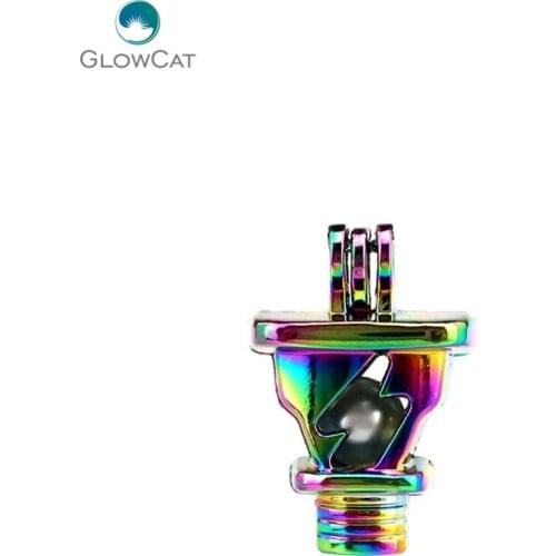 C632 5pcs/lot Rainbow Color Lightning Pearl Beads Cage Locket Pendant Pearl Locket Fairytale Party