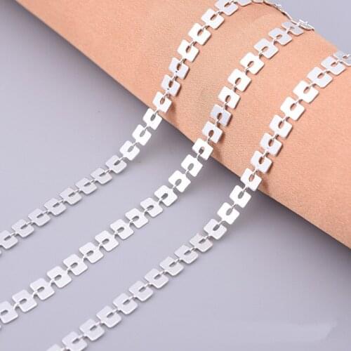6mm Silver Color Square Chain Copper Jewelry For Handmade Making Findings Component DIY Accessories 5m/roll Wholesale