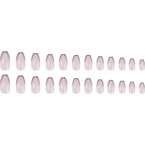 French Tips False Nail Nude Black Ballet Wearing Manicure Finished Fake Nails DIY Nail Salon Removable Nail Patch 2021 New