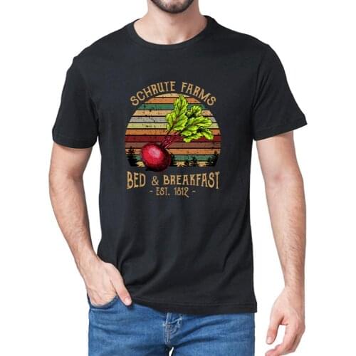 Unisex 100% Cotton Schrute Farms Bed and Breakfast Office Dwight Retro Mens T-Shirt fashion Gift women top soft tee