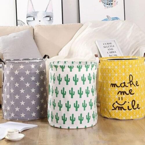 Cotton Linen Storage Bucket Sundries Receiving Barrel Storage Bag Waterproof Desktop Household Tissue Office Multi-Function
