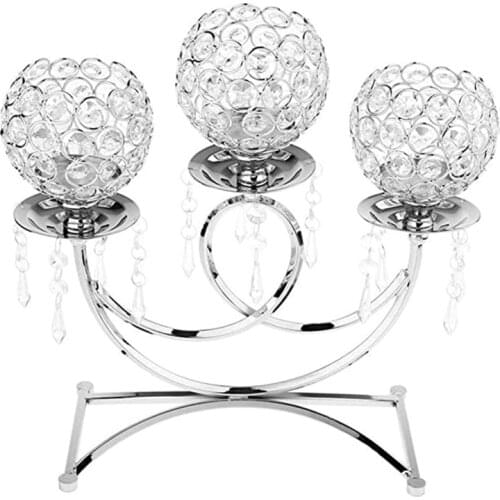 3 Arms Crystal Candlestick Holders,table Candelabras,buffet Cabinet Home Docor