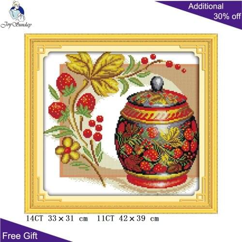 Joy Sunday Pottery Needlecraft J111 Counted and Stamped Home Decor Coloured Pottery Embroidery DIY Cross Stitch kits