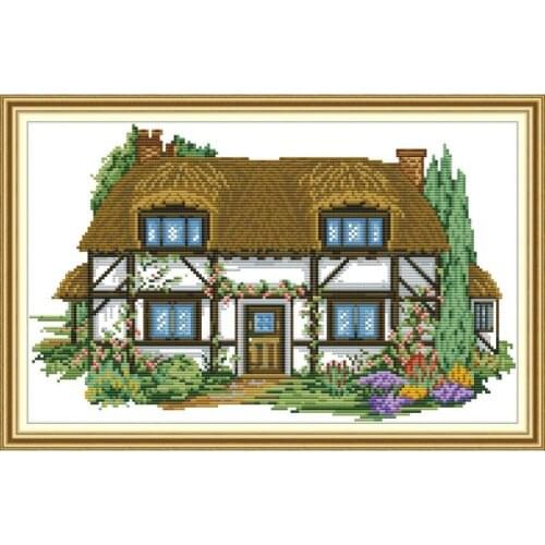 Joy Sunday Villa Cross Stitch Embroidery kit DMC 11CT 14CT Account Canvas print Cross stitch DIY Gift &Home & Wedding decoration