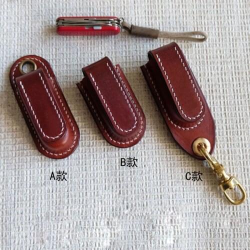 Handmade Leather Case Vegetable Tanned Leather Protective Case for 58mm Mini Champ Victorinox Swiss Army Knife