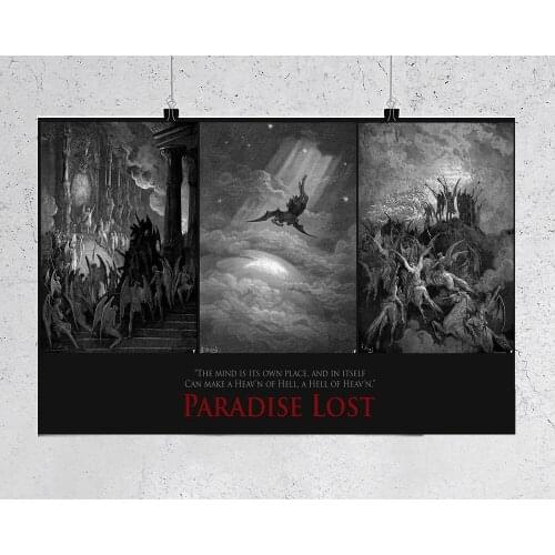L150 Paradise Lost (1667) Poem by John Miltonistic Silk Fabric Poster Art Decor Indoor Painting Gift