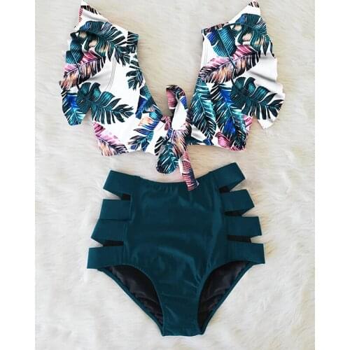 Lotus Edge Bikini New Print Swimsuit Bikini Bikini2021 Split Swimwear Women
