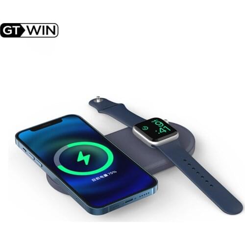2-in-1 Magnetic Wireless Charger Holder Storage Charging Base for iPhone 12 MagSafe iWatch Silicone Stand Charger Dock