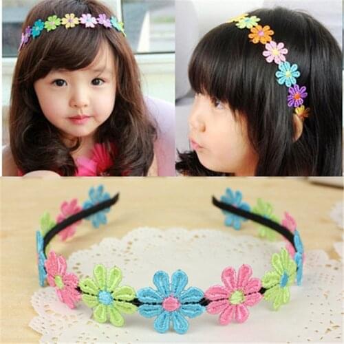 Sale 2Pcs/Lot Children Flower Headbands Colorful Princess Elegant Cloth Head Bands For Baby Girls Hairbands Hair Accessories