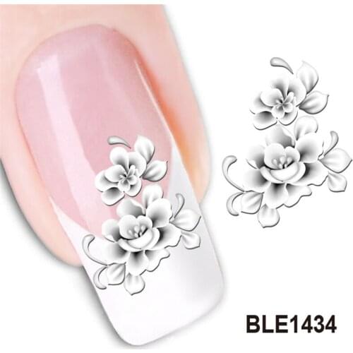 Fashion 3D Flower Design Water Transfer Nails Art Sticker Lady Women Manicure Tools Nail Wraps Decoration Decals BLE1434