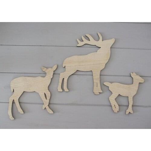 Three Reversible Wooden Reindeer Set For Wall Art, Gifts, Home Decoration-Including Wall Mount Kit