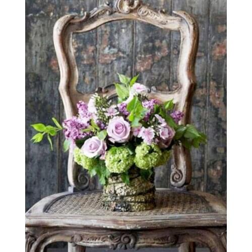 GATYZTORY Cross Stitch Embroidery Flower Needlework Sets Kits White Canvas DIY Diamond Painting Home Decor 40x50cm