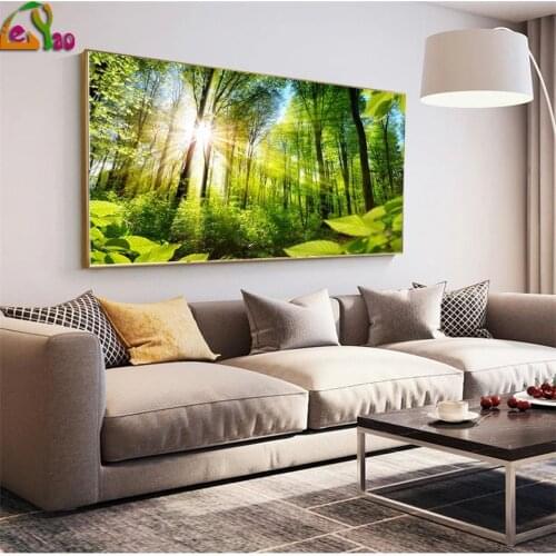 Landscape Trees 5d Diy Diamond Painting Green Forest Cross Stitch Diamond Embroidery Wall Art for Living Room Home Decor