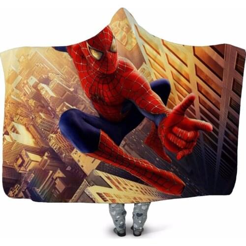 Climbing Superhero 3d Printed Plush Home Office Hooded Blanket For Adult Washable Warm Diy Sofa Cloak Velet Fleece Throw Blanket