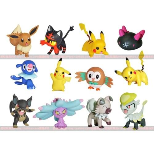 Pokemon Pikachu Meowth Snubbull Aipom Pancham Litten Rowlet Popplio Eevee Cubone Mareanie Rockruff Cute Action Figure Toys