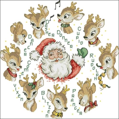 Christmas Elk Jingle Bells patterns Counted Cross Stitch 11CT 14CT 18CT DIY Chinese Cross Stitch Kit Embroidery Needlework Sets