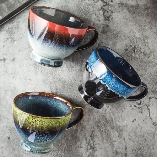 Japanese Retro Kiln Breakfast Cup Large Capacity Water Cup Home Oatmeal Milk Cup Mug Oatmeal Yogurt Cup