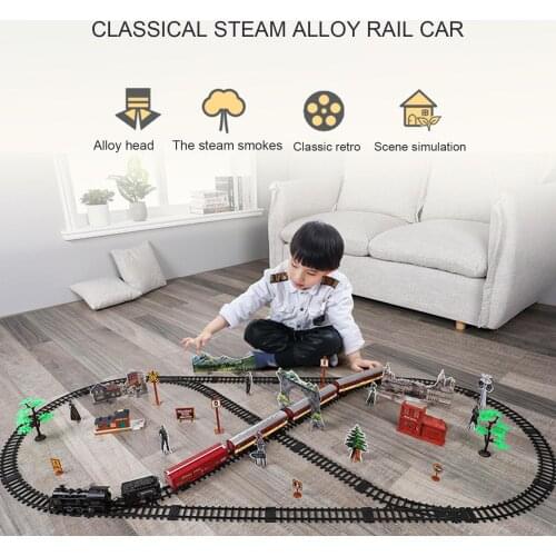 Lights And Sounds Christmas Train Set Railway Tracks Toys Xmas Train Gift Electric Railway Train Set w/ Locomotive Engine Cars