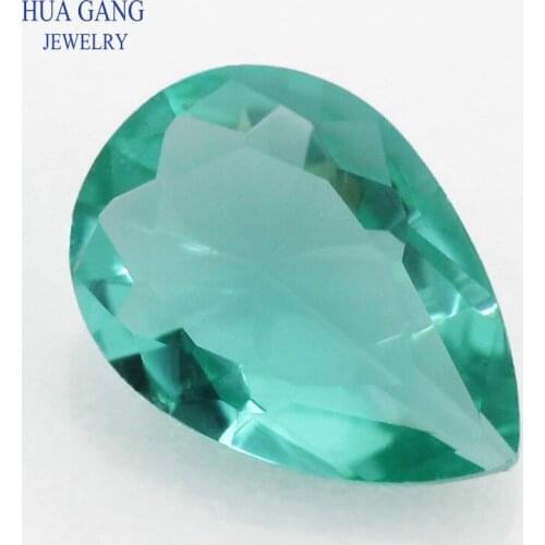 2x3~15x20mm Light Green Color Pear Shape Loose Glass Beads Synthetic Gems For Jewelry Wholesale Free Shipping