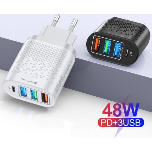 Charger Quick Charge 3.0 QC 2.4A USB C Fast Charging Travel Wall For iPhone 12 Pro Max Mini PD 48W USB Type C For iPhone 11