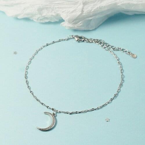 925 Sterling Silver Crystal Moon Charm Bracelet For Women Bracelet &Bangle Wedding Jewelry Party Gift