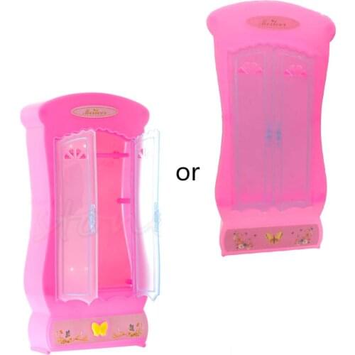 1Pc Pink Closet Wardrobe For Barbie Doll Girls Toy Princess Bedroom Furniture