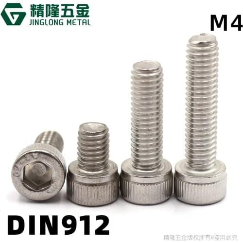 50pcs 304 Stainless Steel M4*6-40mm Hexagon Hex Socket Cap Head knurled Screw Metric Thread Hexagon Head Screw Bolt Holder