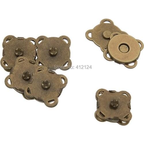 50Pcs Magnetic Clasps Snap Plum Blossom Shape Bronze Tone Handbag Purse Bag DIY Finding 11x11mm