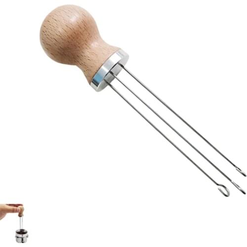 51 53 58MM Solid Wood Handle Coffee Needle Distributor Coffee Tamper Leveler Tool Powder Dispenser