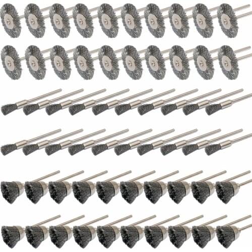60PC Steel Wire Wheel Brushes Set Kit Accessories for Dremel Rotary Tools