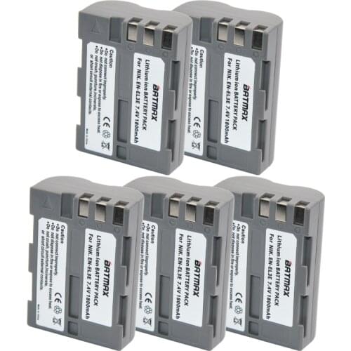 Batmax 5pcs 1800mAh EN-EL3e EL3e Digital Camera Battery For Nikon ENEL3E D30 D50 D70 D90 D70S D100 D300