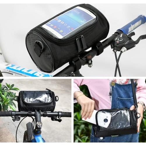 Large Mountain Bike Bicycle Bags Handlebar Touch Screen Bike Phone Bag Waterproof Panniers Storage Bag with Shoulder Strap