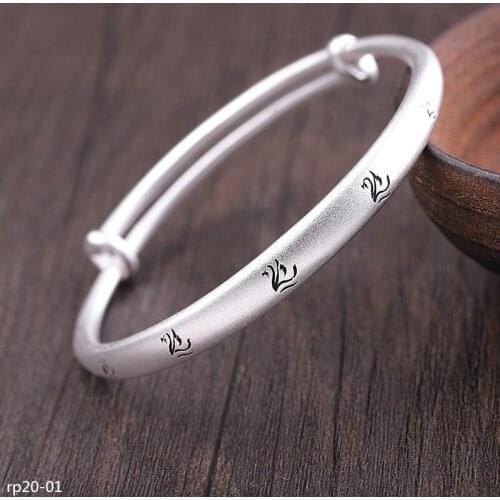 KJJEAXCMY Boutique jewelry Thai silver pure hand jewelry foot silver 999 jewelry womens sliding ancient silver bracelet