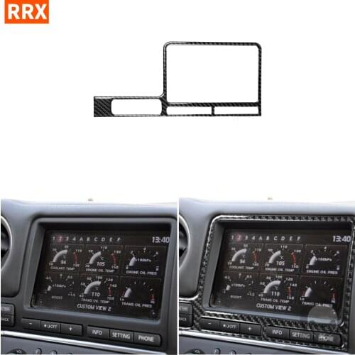 For GTR R35 2008-2016 Real Black Carbon Fiber Sticker Central Control Navigation Display Frame Interiors Styling Car Accessories