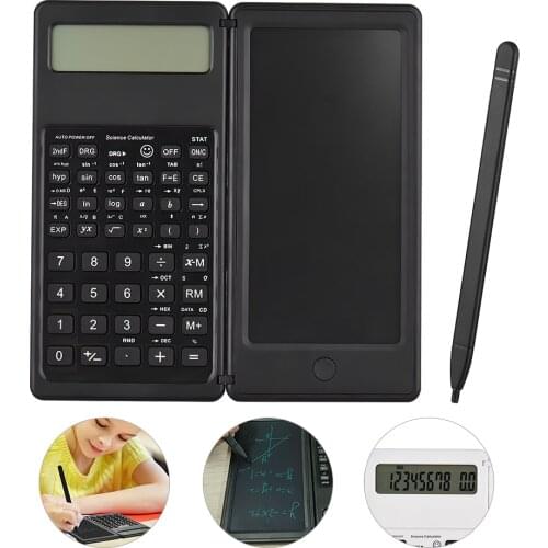 Scientific Calculator Folding Tablet Digital Drawing Pad with Stylus Pen LCD Writing Board Erase Button Lock 12 Digits Display