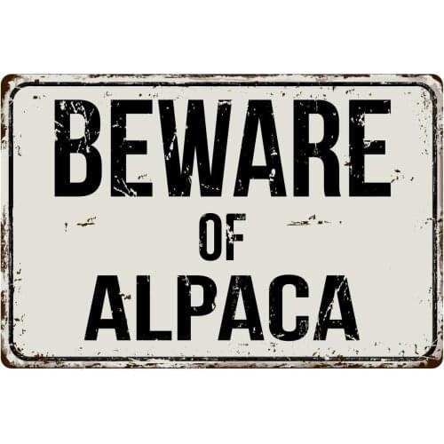 Deerts89VS Beware of Alpaca 8 x 12 Vintage Aluminum Retro Metal Sign