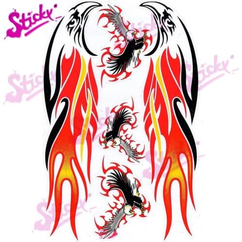 STICKY Fire Flames Red Eagle Flame Sheet Racing Decal Sticker For Motorcycle Off-road Laptop Trunk Guitar Skateboard PVC